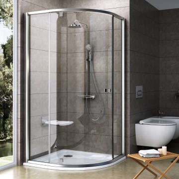 Ravak 37677U00Z1 - Cabine de douche quart de cercle PIVOT, 3 panneaux, 90 x 90 cm, verre satiné