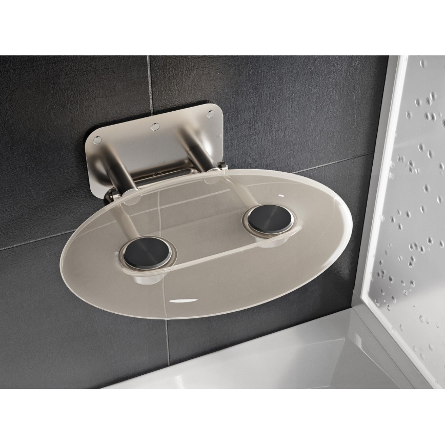 Ravak B8F0000048 - Siège de douche rabattable OVO en inox