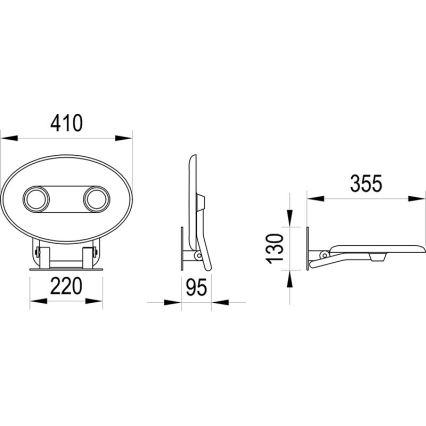 Ravak B8F0000048 - Siège de douche rabattable OVO en inox