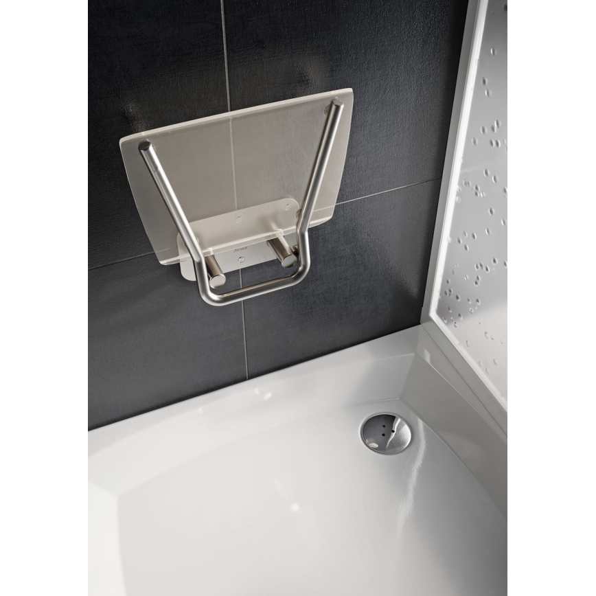 Ravak B8F0000051 - Siège de douche rabattable OVO en acier inoxydable