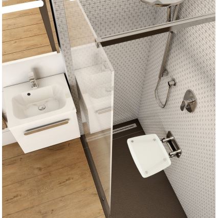Ravak B8F0000051 - Siège de douche rabattable OVO en acier inoxydable