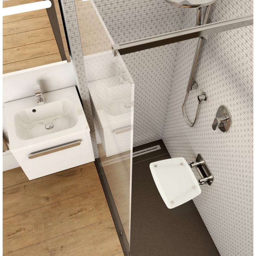 Ravak B8F0000051 - Siège de douche rabattable OVO en acier inoxydable