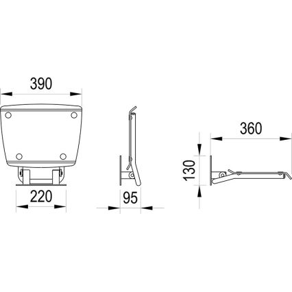 Ravak B8F0000051 - Siège de douche rabattable OVO en acier inoxydable
