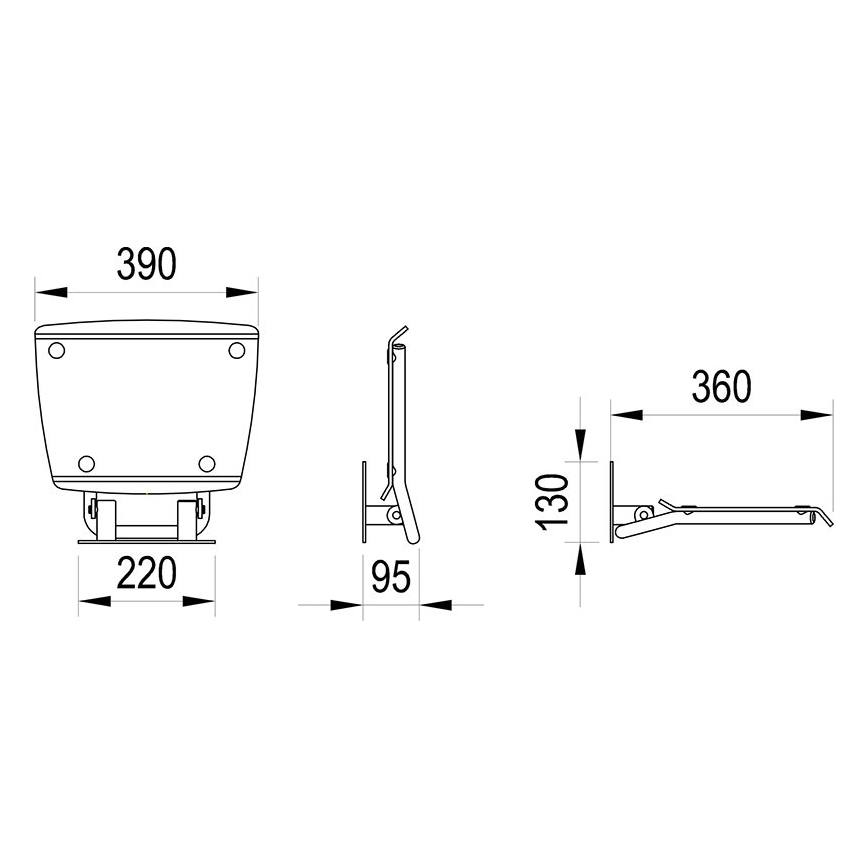 Ravak B8F0000051 - Siège de douche rabattable OVO en acier inoxydable