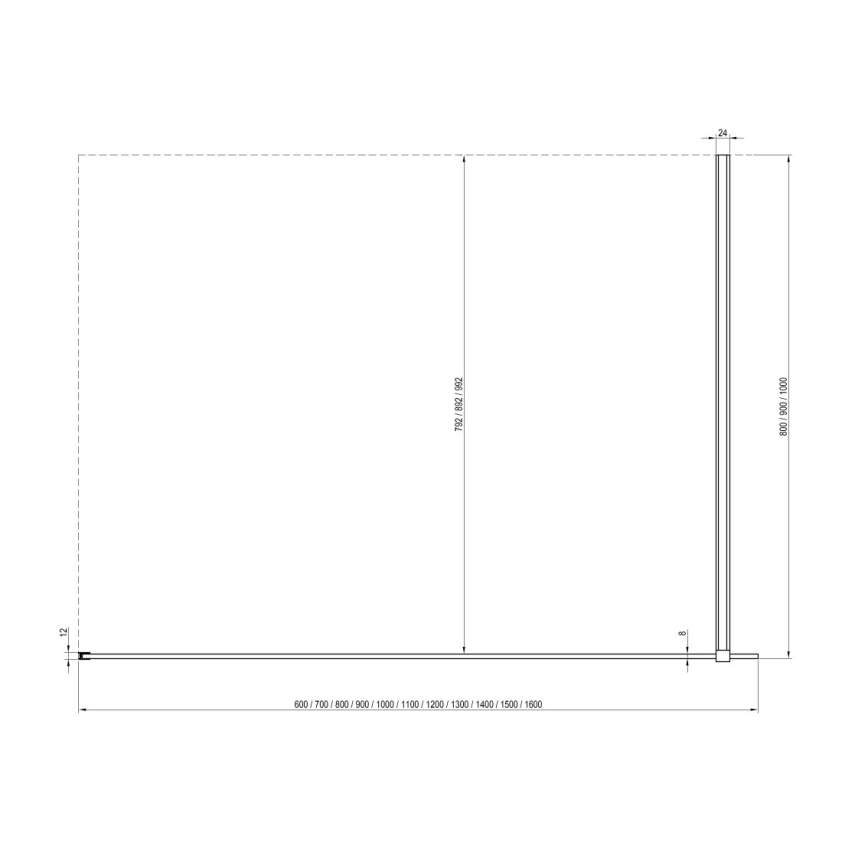 Ravak GW9WA030SZ1 - Cabine de douche WALK-IN 100x200 cm noire