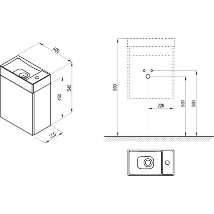 Ravak X000001386 - Meuble sous-vasque VEDA 54,5 x 40 cm blanc
