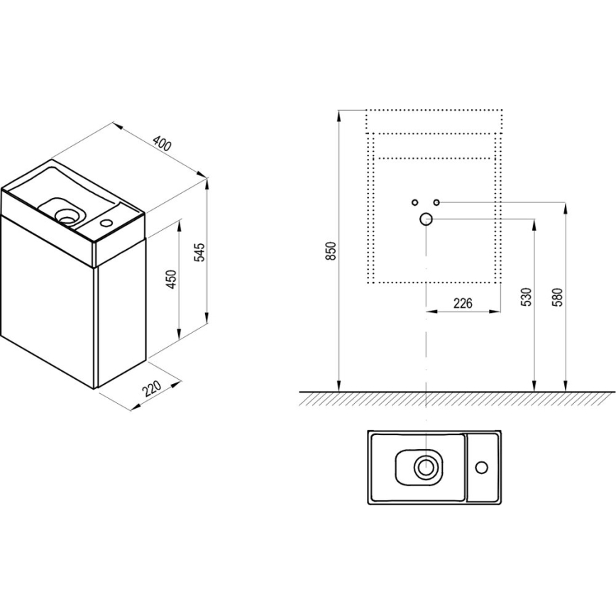 Ravak X000001386 - Meuble sous-vasque VEDA 54,5 x 40 cm blanc