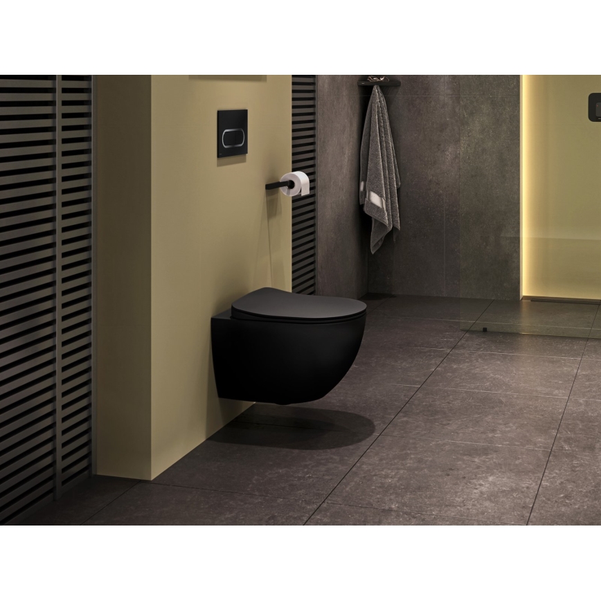 Ravak X01797 - Bouton de chasse d'eau 24,7 x 16,5 cm CHROME noir