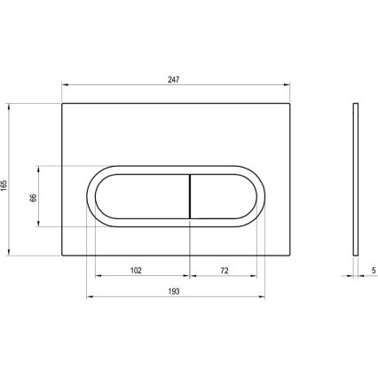 Ravak X01797 - Bouton de chasse d'eau 24,7 x 16,5 cm CHROME noir