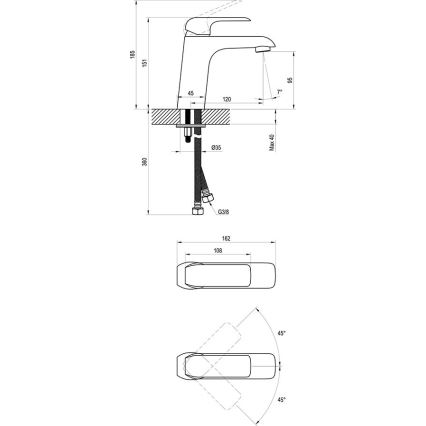Ravak X070118 - Mitigeur pour lavabo FLAT 15,1 cm chromé brillant