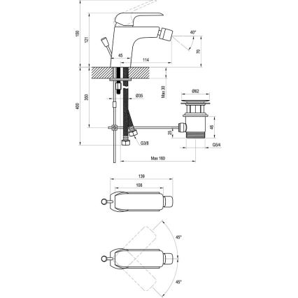 Ravak X070178 - Mitigeur pour bidet FLAT noir mat