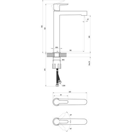 Ravak X070182 - Mitigeur de lavabo PURI 32,2 cm noir