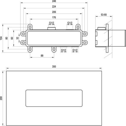Ravak X070233 - Corps de base pour mitigeurs encastrés R-BOX 10,4x24,6 cm
