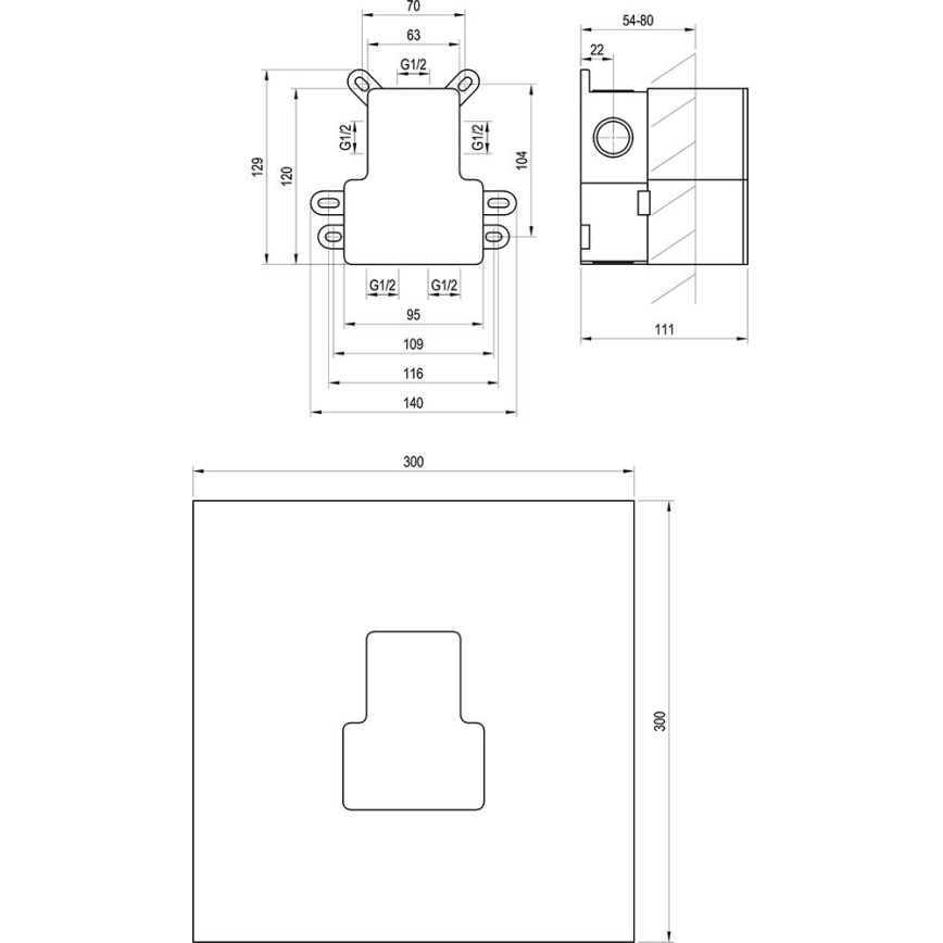 Ravak X070234 - Corps d'encastrement pour robinetterie R-BOX 12,9 x 14 cm