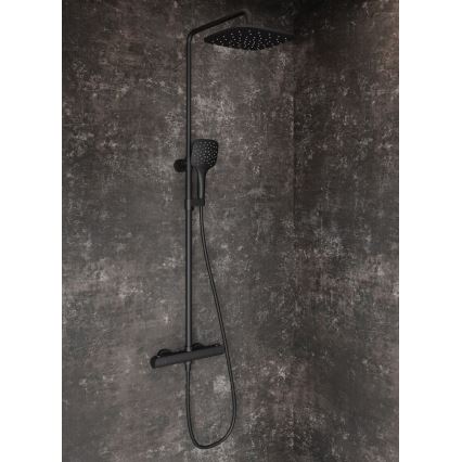 Ravak X070443 - Ensemble de douche avec mitigeur thermostatique FLAT, finition noir mat