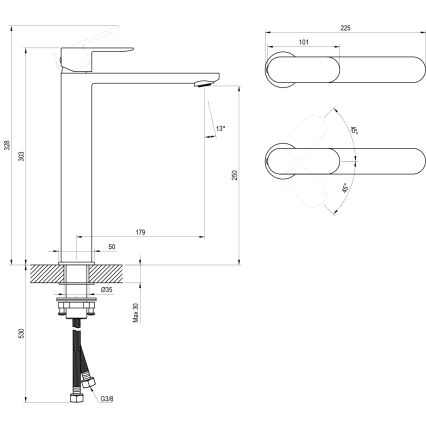 Ravak X070447 - Mitigeur de lavabo CHROME 30,3 cm chromé brillant