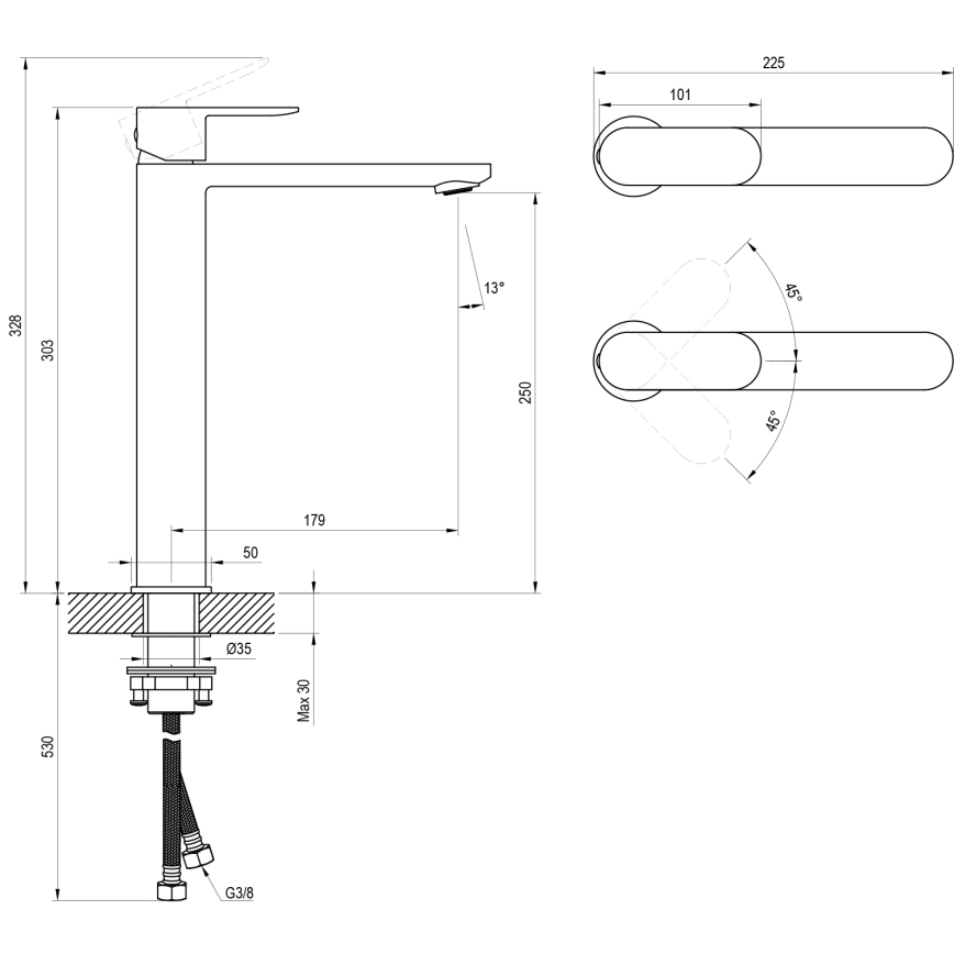 Ravak X070447 - Mitigeur de lavabo CHROME 30,3 cm chromé brillant