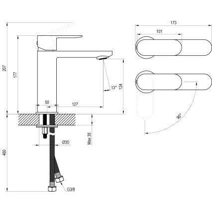 Ravak X070448 - Mitigeur de lavabo CHROME 17,7 cm, chrome brillant