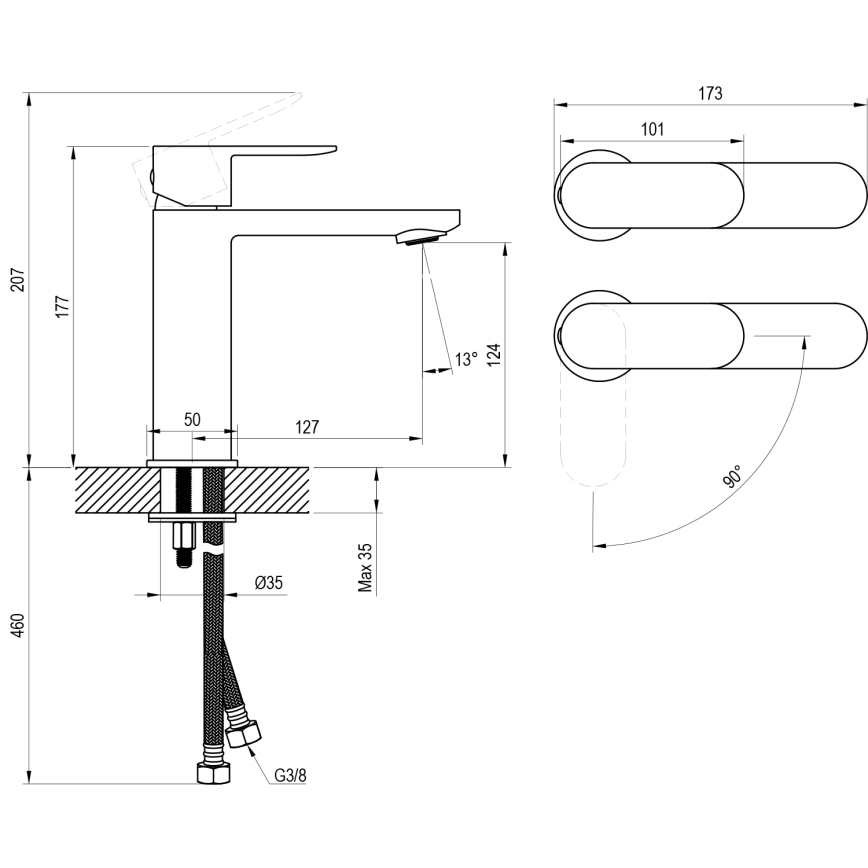 Ravak X070448 - Mitigeur de lavabo CHROME 17,7 cm, chrome brillant
