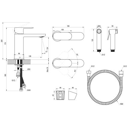 Ravak X070450 - Mitigeur pour lavabo avec douchette hygiénique CHROME, finition chrome brillant