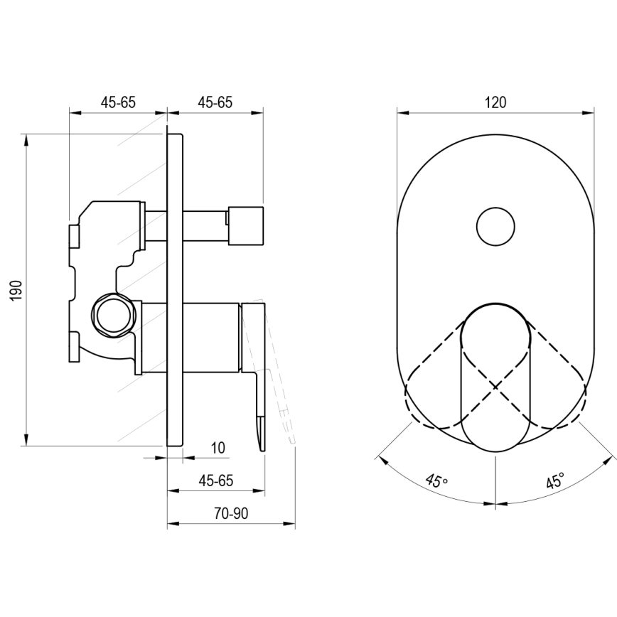 Ravak X070466 - Mitigeur de douche pour installation encastrée CHROME noir