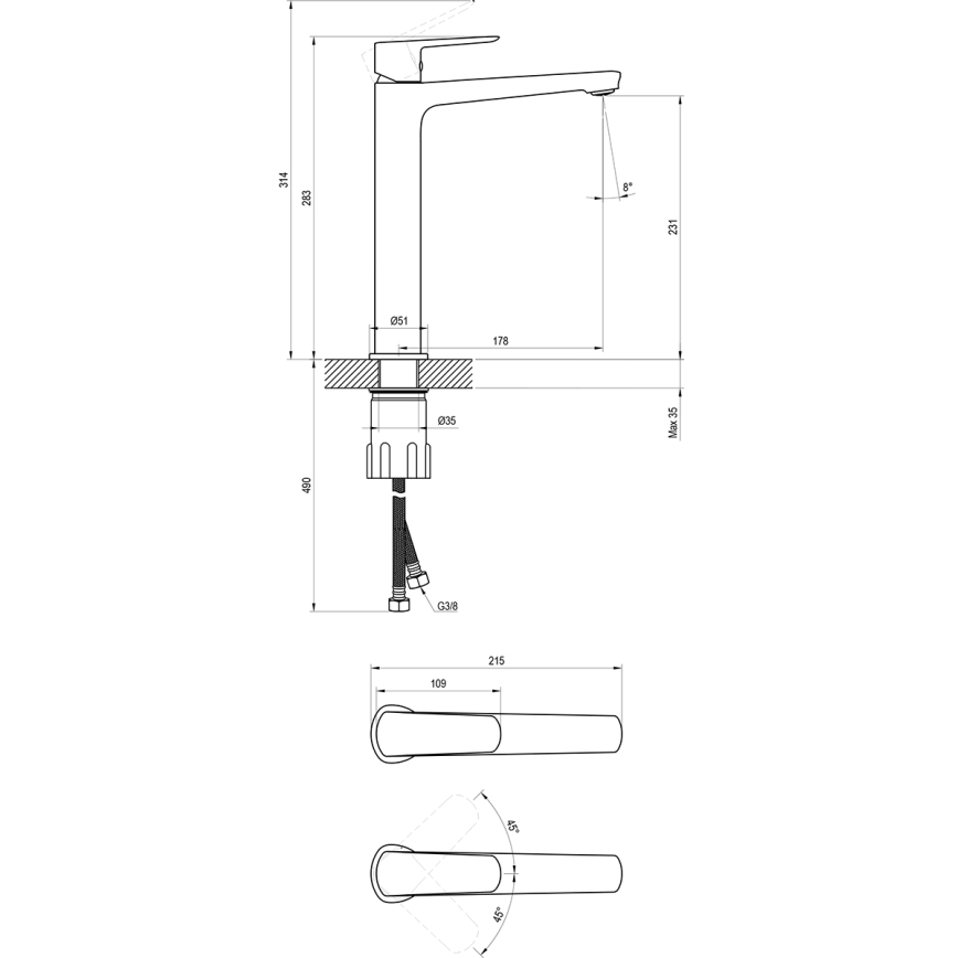 Ravak X070472 - Mitigeur pour lavabo LIFE 28 cm chromé brillant
