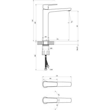 Ravak X070478 - Mitigeur lavabo LIFE 28 cm noir