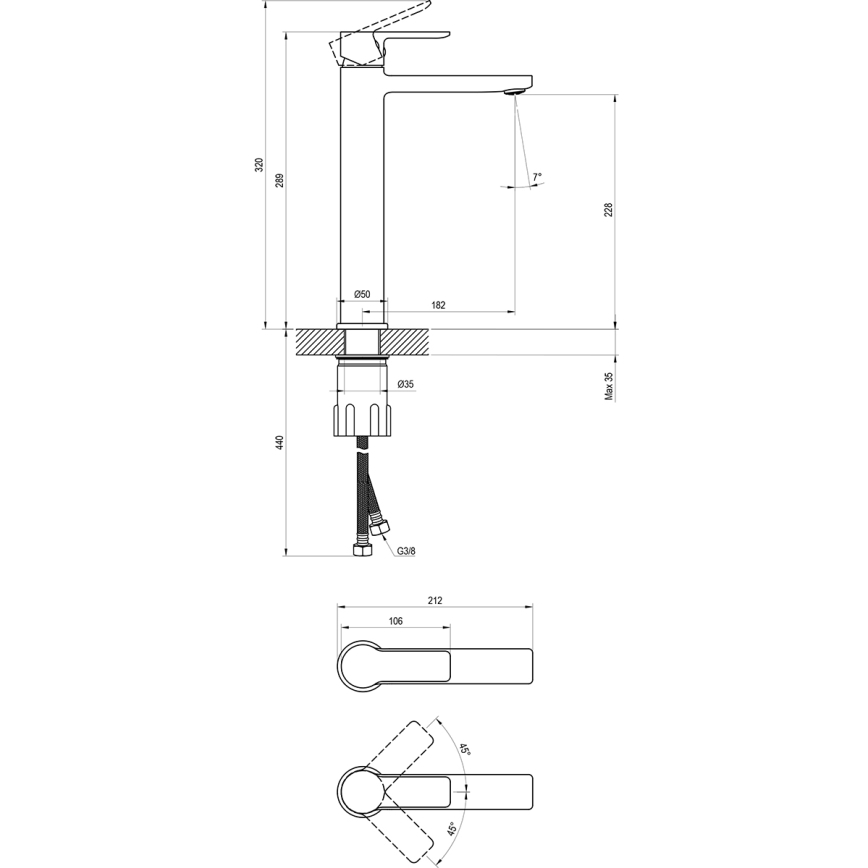 Ravak X070484 - Mitigeur pour lavabo SOLAR 29 cm chrome brillant