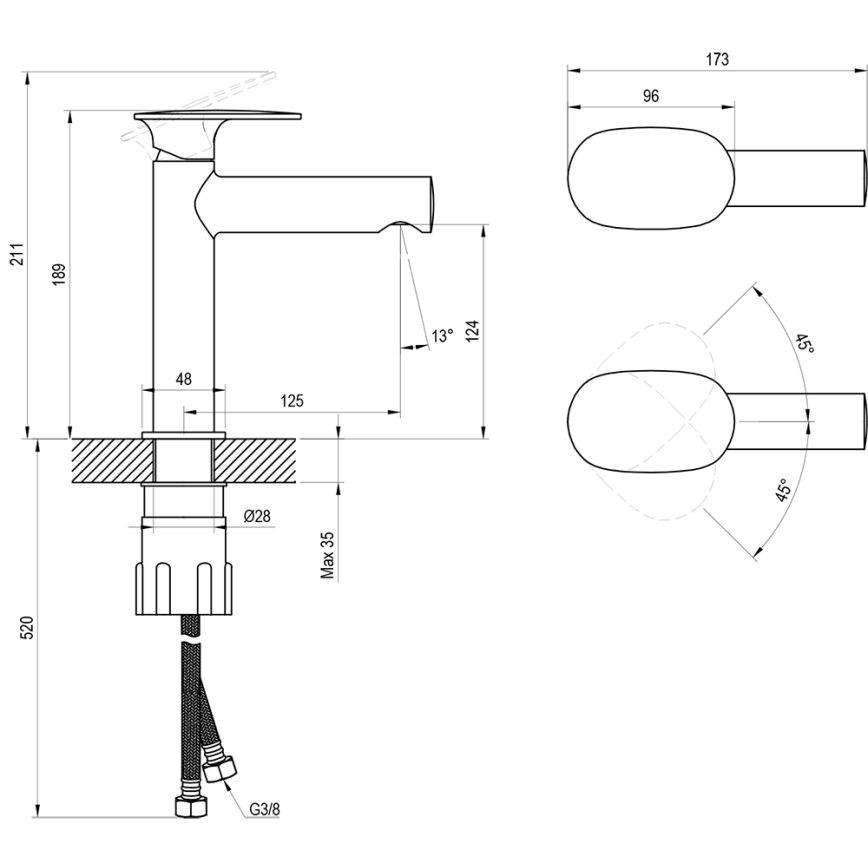 Ravak X070523 - Mitigeur pour lavabo SPRING 18,9 cm chromé brillant