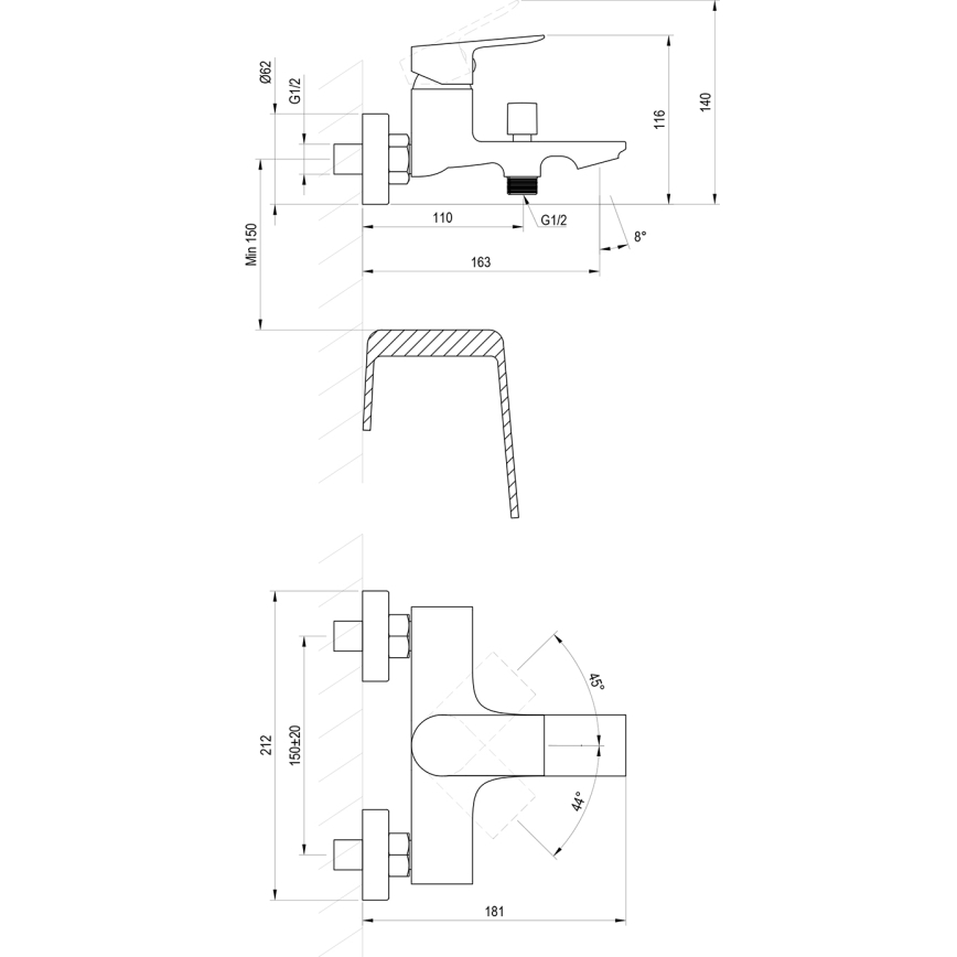 Ravak X070654 - Mitigeur de baignoire PLAN graphite brossé