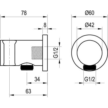 Ravak X07P572 - Support de douche avec sortie 7,8x6 cm noir