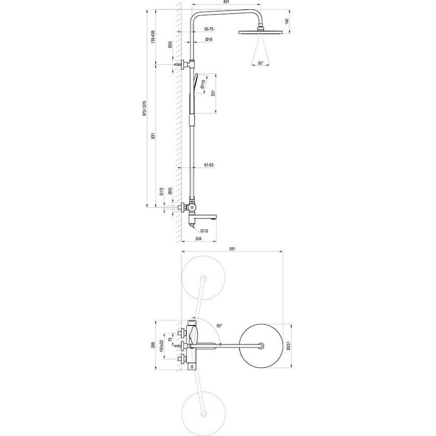 Ravak X07P642 - Ensemble de douche avec mitigeur, finition chrome brillant