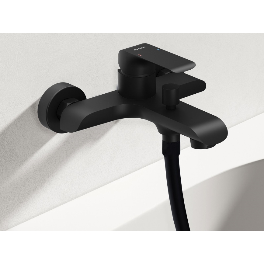 Ravak X07S114 - Ensemble pour baignoire avec mitigeur FLAT noir mat