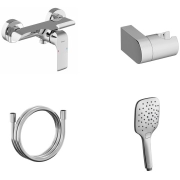 Ravak X07S115 - Ensemble de douche avec mitigeur FLAT, chrome brillant