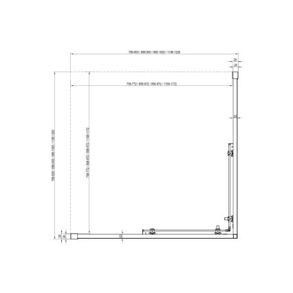 Ravak X1LM70C00Z1 - Cabine de douche d'angle 4 panneaux BLIX SLIM 90 x 90 cm, finition chrome brillant