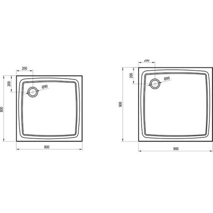 Ravak XA034411010 - Receveur de douche carré PERSEUS 80x80 cm blanc