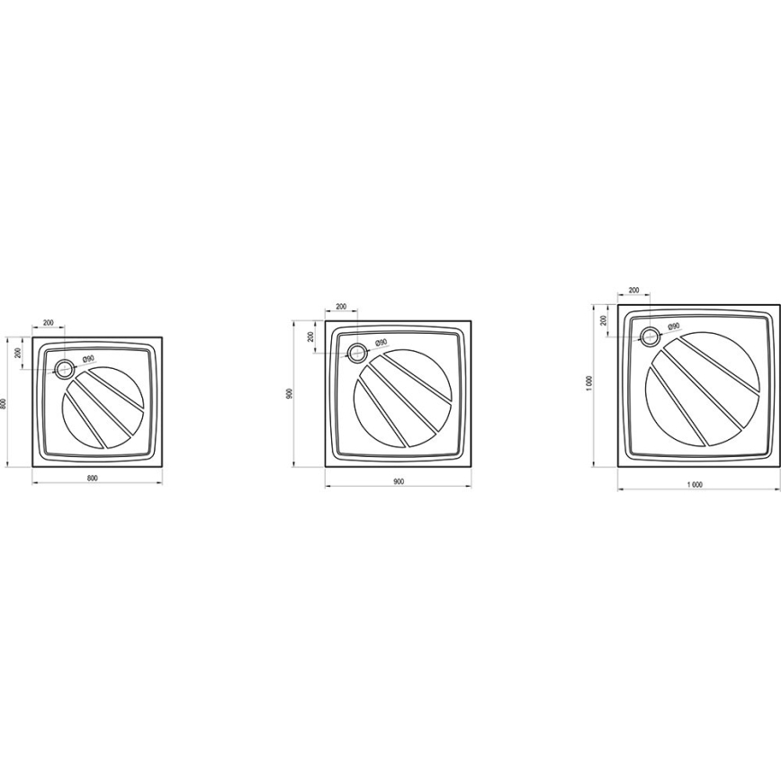 Ravak XA037701010 - Receveur de douche carré PERSEUS 90x90 cm blanc