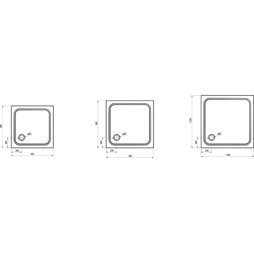 Ravak XA047701010 - Receveur de douche carré PERSEUS 90 x 90 cm blanc