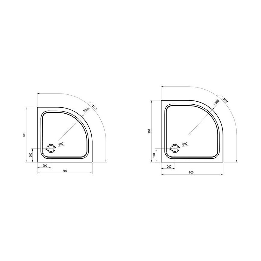 Ravak XA244401010 - Receveur de douche quart de cercle ELIPSO 80 x 80 cm blanc