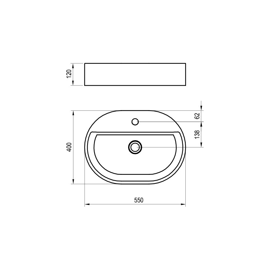 Ravak XJX01155003 - Lavabo à poser CERAMIC SLIM 55x40 cm céramique/blanc