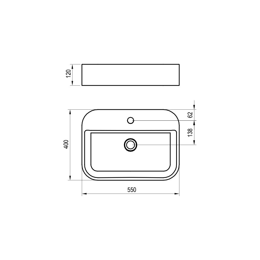 Ravak XJX01155005 - Vasque à poser CERAMIC SLIM 55 x 40 cm céramique/blanc