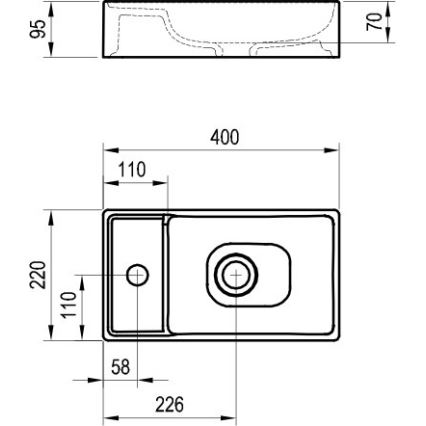 Ravak XJX01240000 - Lavabo à poser VEDA SLIM 40x22 cm céramique/blanc