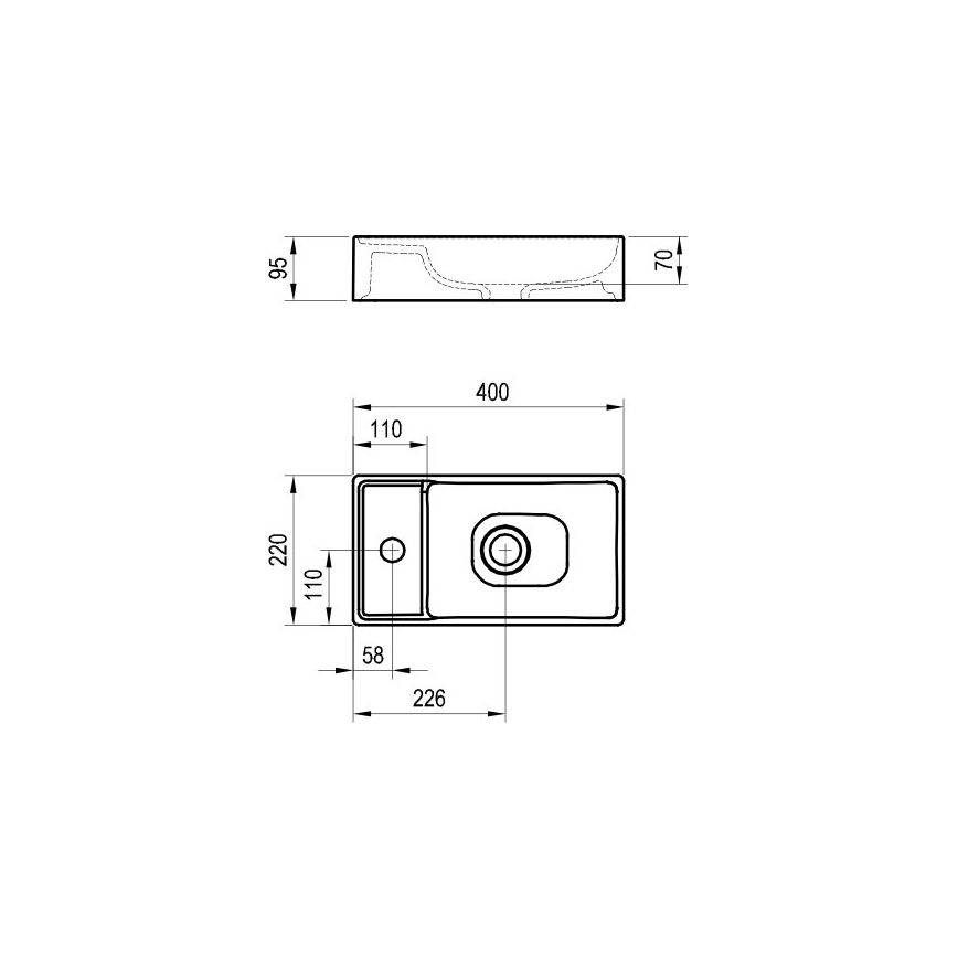Ravak XJX01240000 - Lavabo à poser VEDA SLIM 40x22 cm céramique/blanc