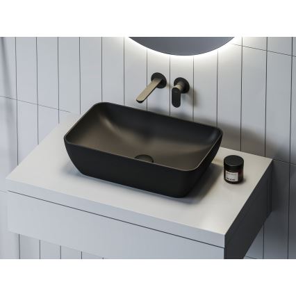 Ravak XJX0D150000 - Lavabo à poser sur plan CERAMIC SLIM 50x31 cm céramique/noir