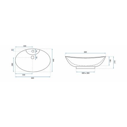 REA-00692 - Vasque à poser ROSA 44x66 cm céramique/blanc brillant