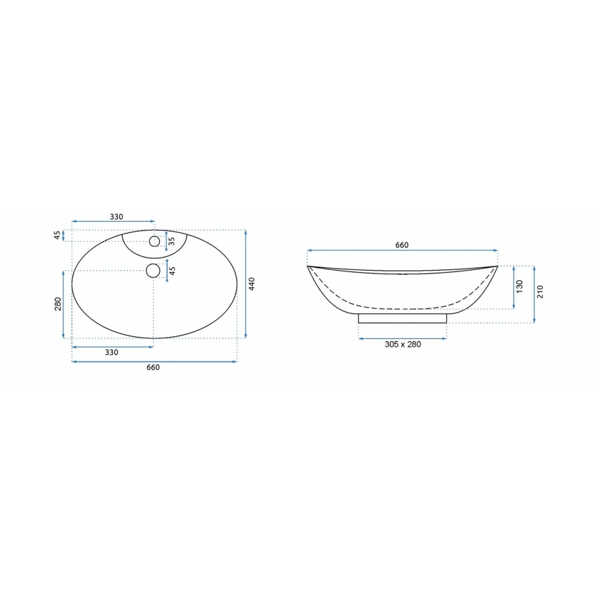 REA-00692 - Vasque à poser ROSA 44x66 cm céramique/blanc brillant