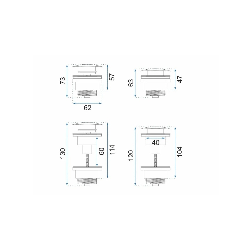 REA-A4100 - Bonde à clapet CLICK-CLACK pour lavabo, Ø 6,4 cm, finition noir brillant