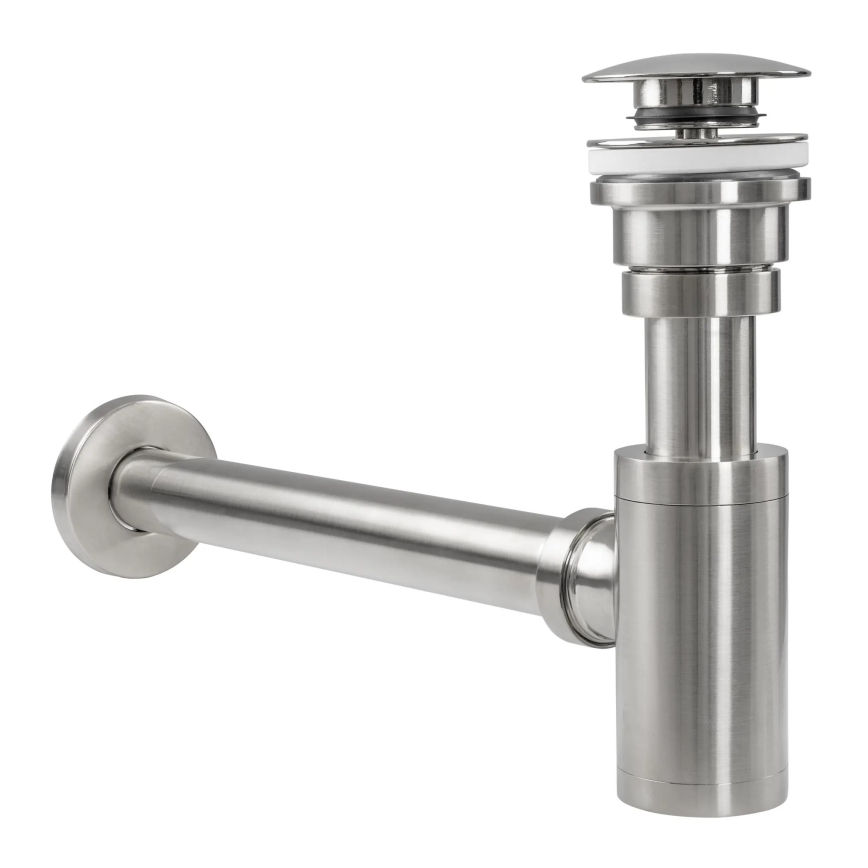 REA-A4400 - Siphon de lavabo avec bonde Click-Clack, diamètre 6,4 cm, nickel