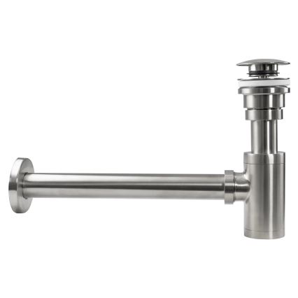 REA-A4400 - Siphon de lavabo avec bonde Click-Clack, diamètre 6,4 cm, nickel