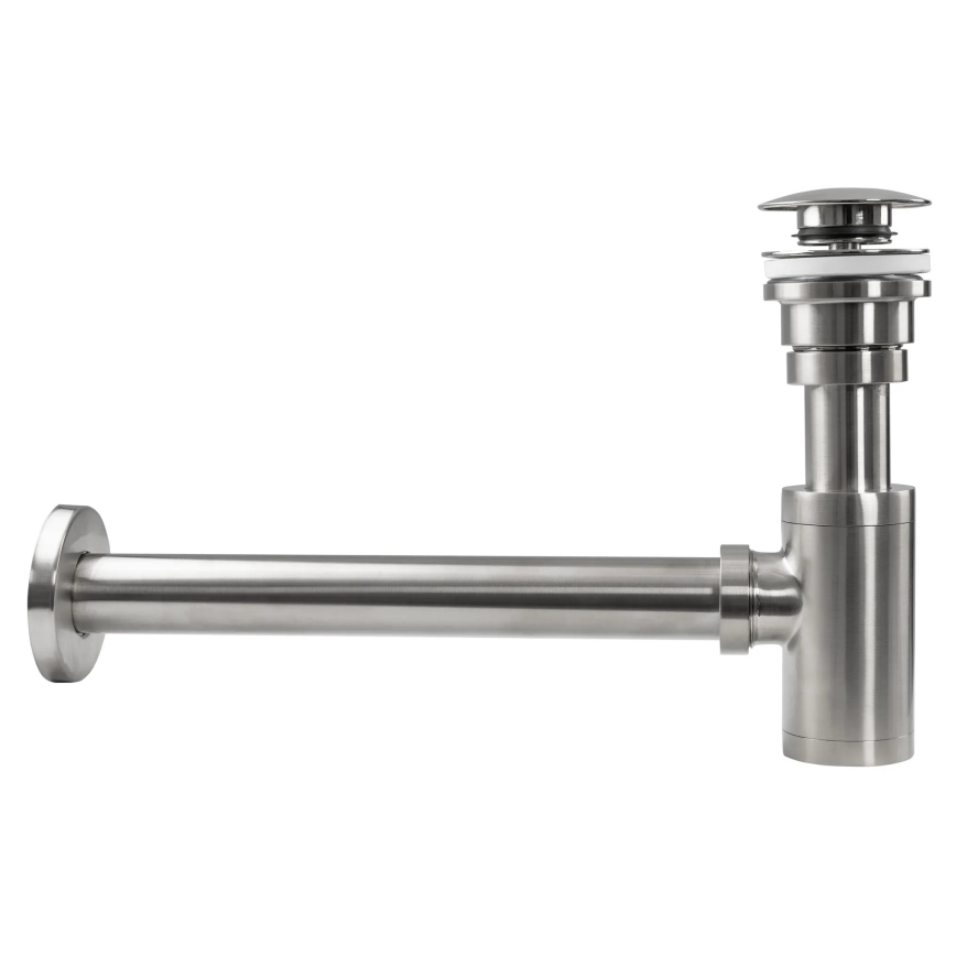REA-A4400 - Siphon de lavabo avec bonde Click-Clack, diamètre 6,4 cm, nickel